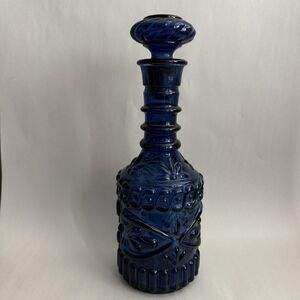 Vintage Jim‎ Beam Cobalt Blue Decanter Kentucky Empty Glass Bottle w/ Stopper